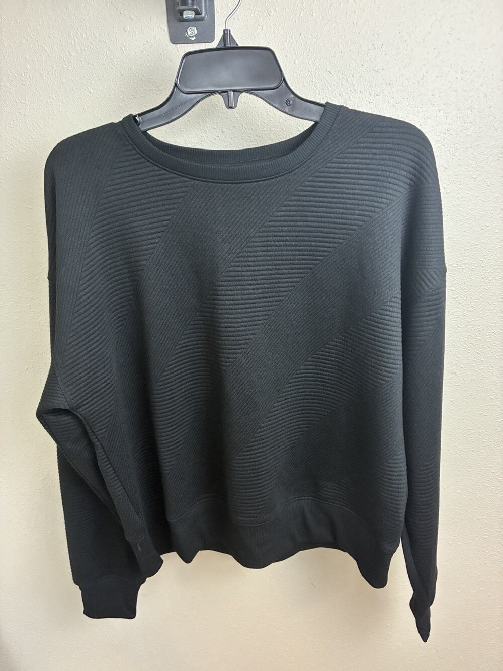 Balance Collection Women’s Long Sleeve Pullover Sweatshirt Black Textured Large